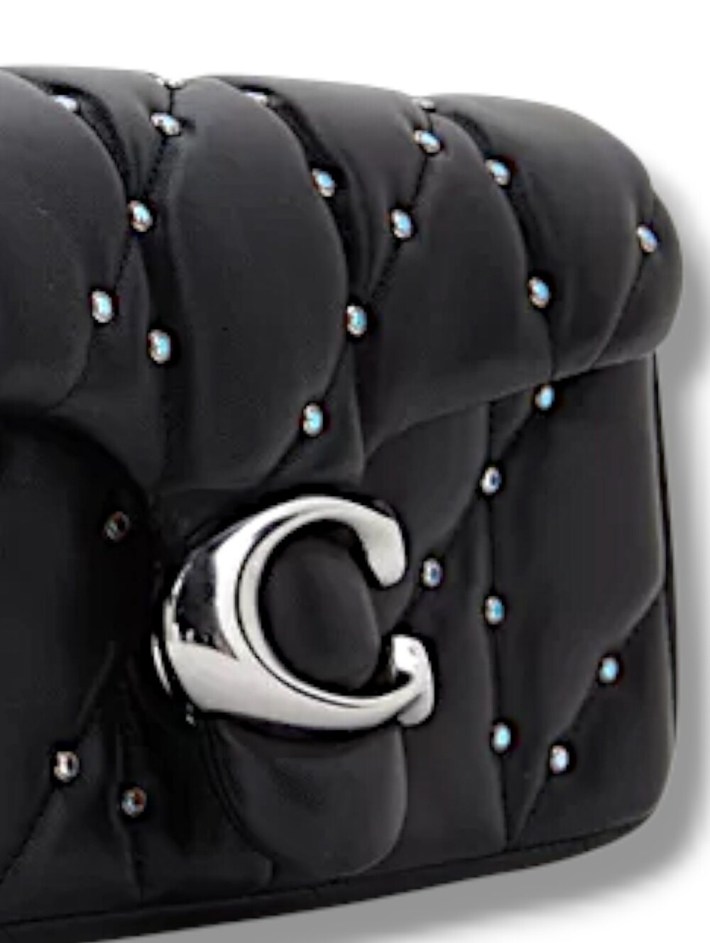 Coach Quilted Crystal Tabby Crossbody Bag RETAIL- Black Silver Hardware NEW - Picture 5 of 14